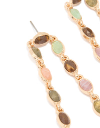 Gold Multicoloured Beaded Asymmetrical Drop Earrings - link has visual effect only