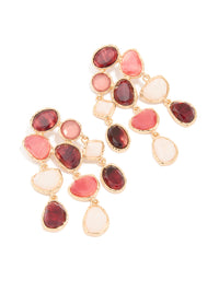 Gold Multicoloured Resin Marble Stone Drop Earrings - link has visual effect only