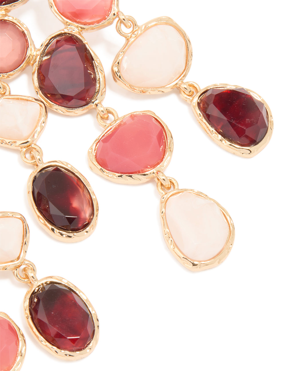 Gold Multicoloured Resin Marble Stone Drop Earrings