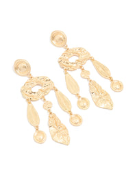 Antique Gold Textured Oval Drop Earrings - link has visual effect only