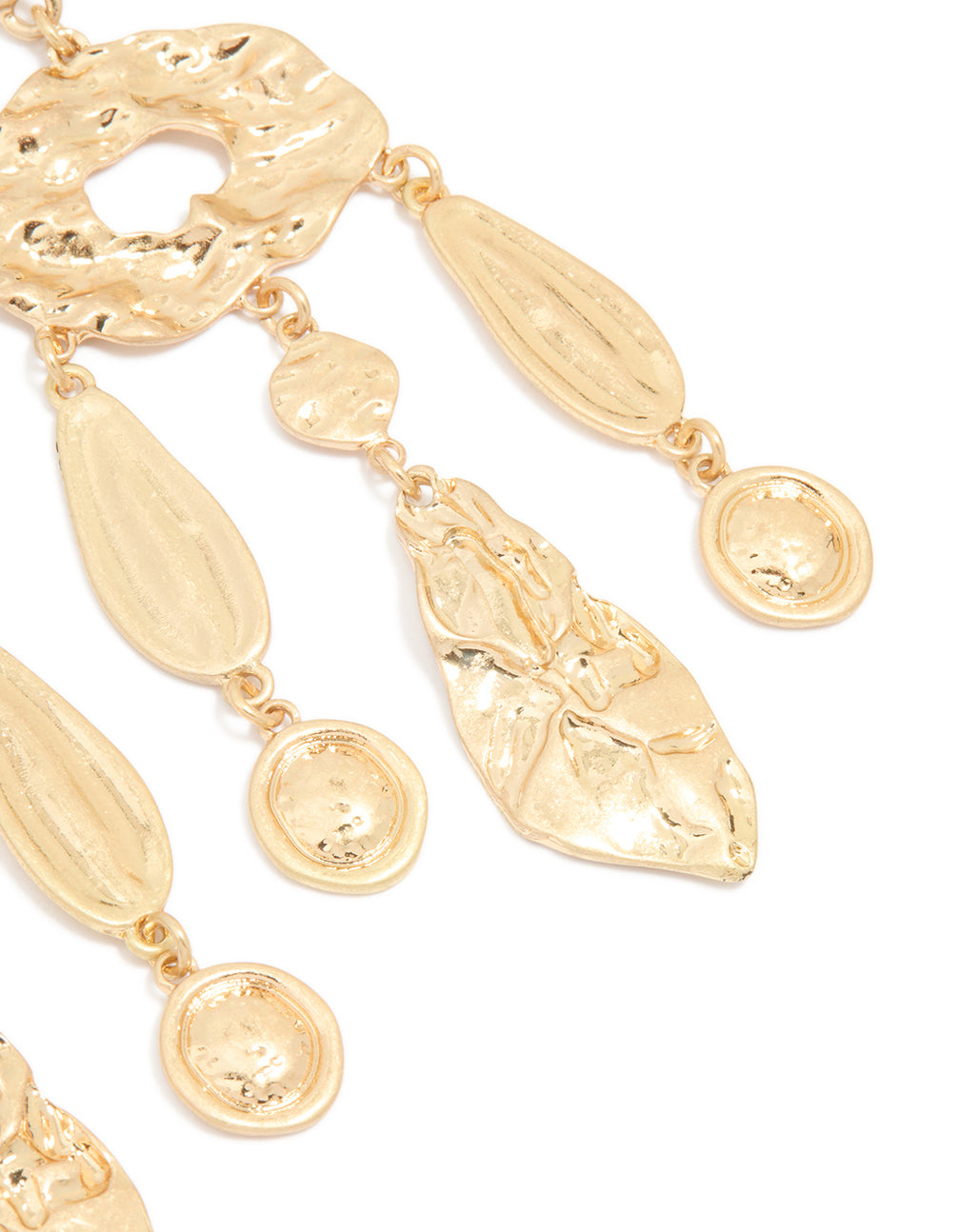 Antique Gold Textured Oval Drop Earrings