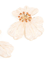 Gold Enamel Diamante Centre Flower Stud Earrings - link has visual effect only