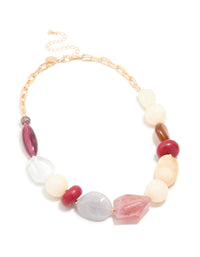 Gold Mulitcoloured Resin Beaded Necklace - link has visual effect only