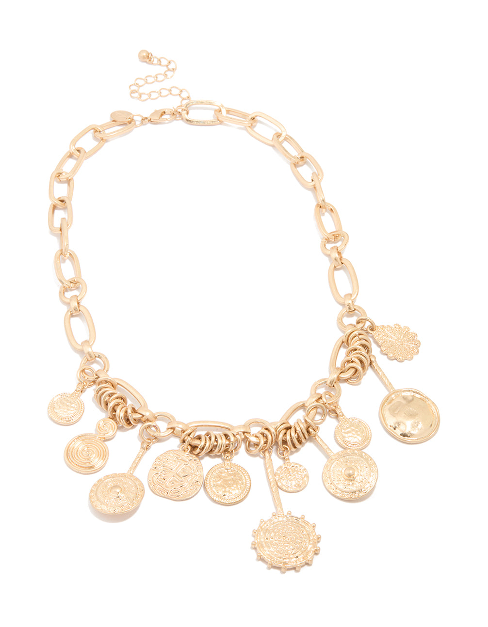 Gold Statement Charm Pendant Necklace