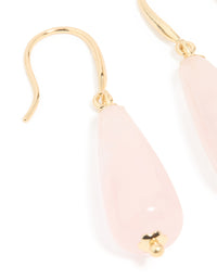 Gold Plated Rose Quartz Sleek Drop Earrings - link has visual effect only