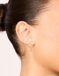 Gold Plated Cubic Zirconia Celestial Drop Earrings - link has visual effect only