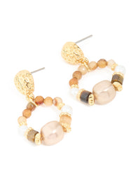 Gold Plated Pearl & Beaded Molten Drop Earrings - link has visual effect only