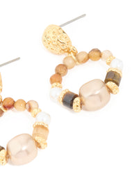 Gold Plated Pearl & Beaded Molten Drop Earrings - link has visual effect only