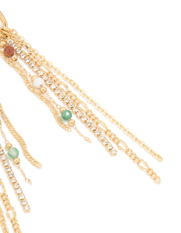 Gold Plated Multicoloured Semi Precious Stone Cup Chain Earrings