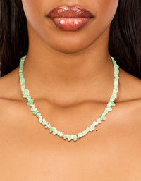Silver Plated Green Semi Precious Stone Triangle Chip Necklace - link has visual effect only
