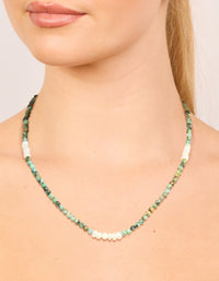 Gold Plated Freshwater Pearl & Aqua Semi Precious Stone Beaded Fine Necklace - link has visual effect only