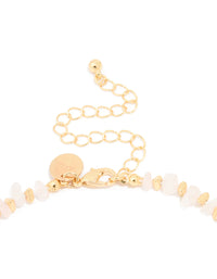 Gold Plated Rose Quartz Chip Triangle Necklace - link has visual effect only