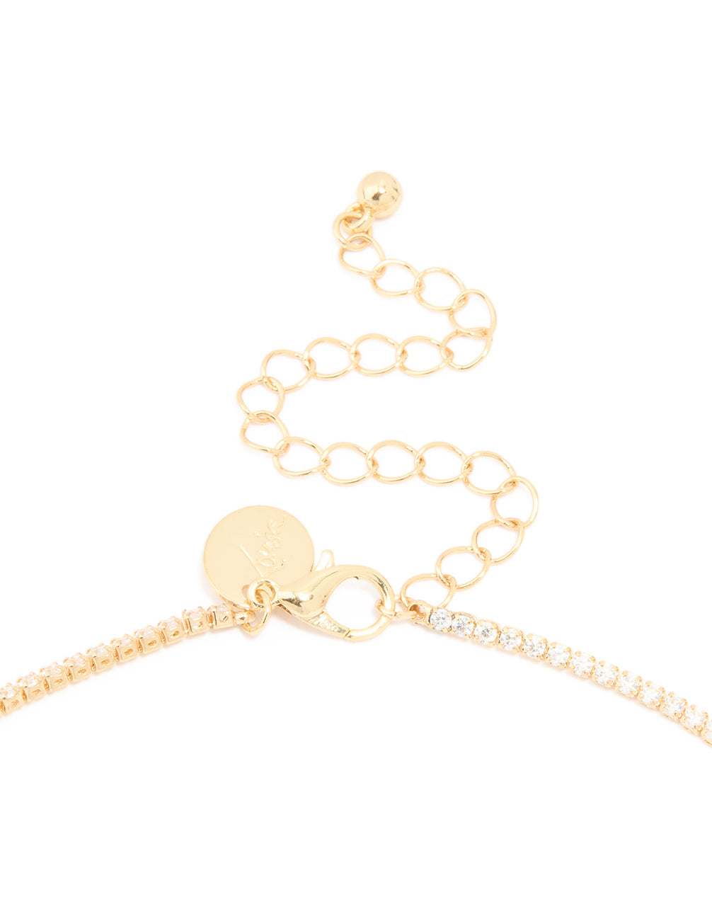 Gold Plated Cubic Zirconia Oval Green Semi Precious Stone Cup Chain Necklace