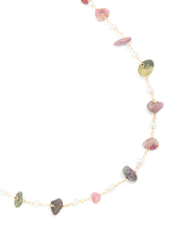 Gold Plated Semi Precious Stones & Pearls Alternating Necklace - link has visual effect only