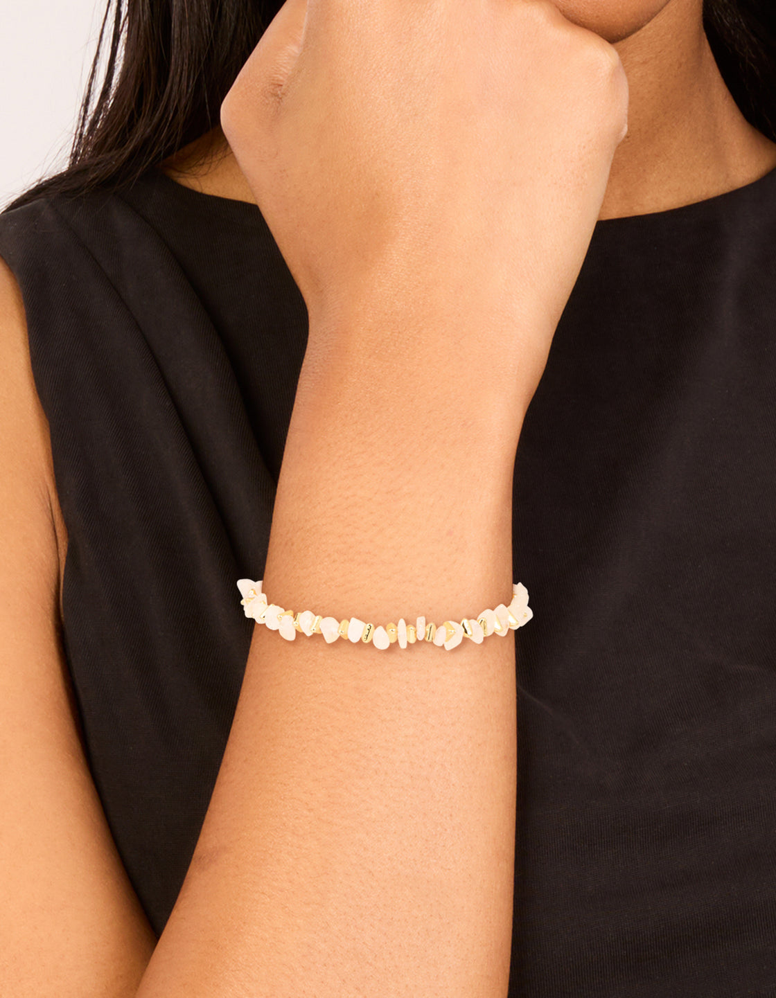 Gold Plated Rose Quartz Disc Bracelet