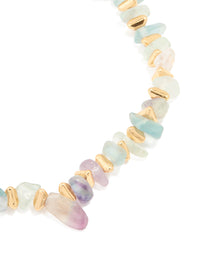 Gold Plated Mixed Semi Precious Stone Disc Bracelet - link has visual effect only