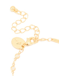 Gold Plated Cubic Zirconia Bar Chain Bracelet - link has visual effect only