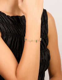 Gold Plated Multicoloured Semi Precious Stone Chip Layered Bracelet - link has visual effect only