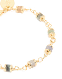 Gold Plated Multicoloured Semi Precious Stone Rondell Bracelet - link has visual effect only