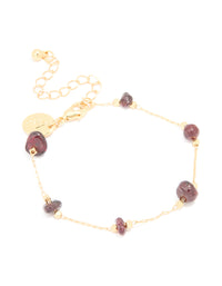 Gold Plated Multicoloured Medium Semi Precious Stone Chip Bracelet - link has visual effect only