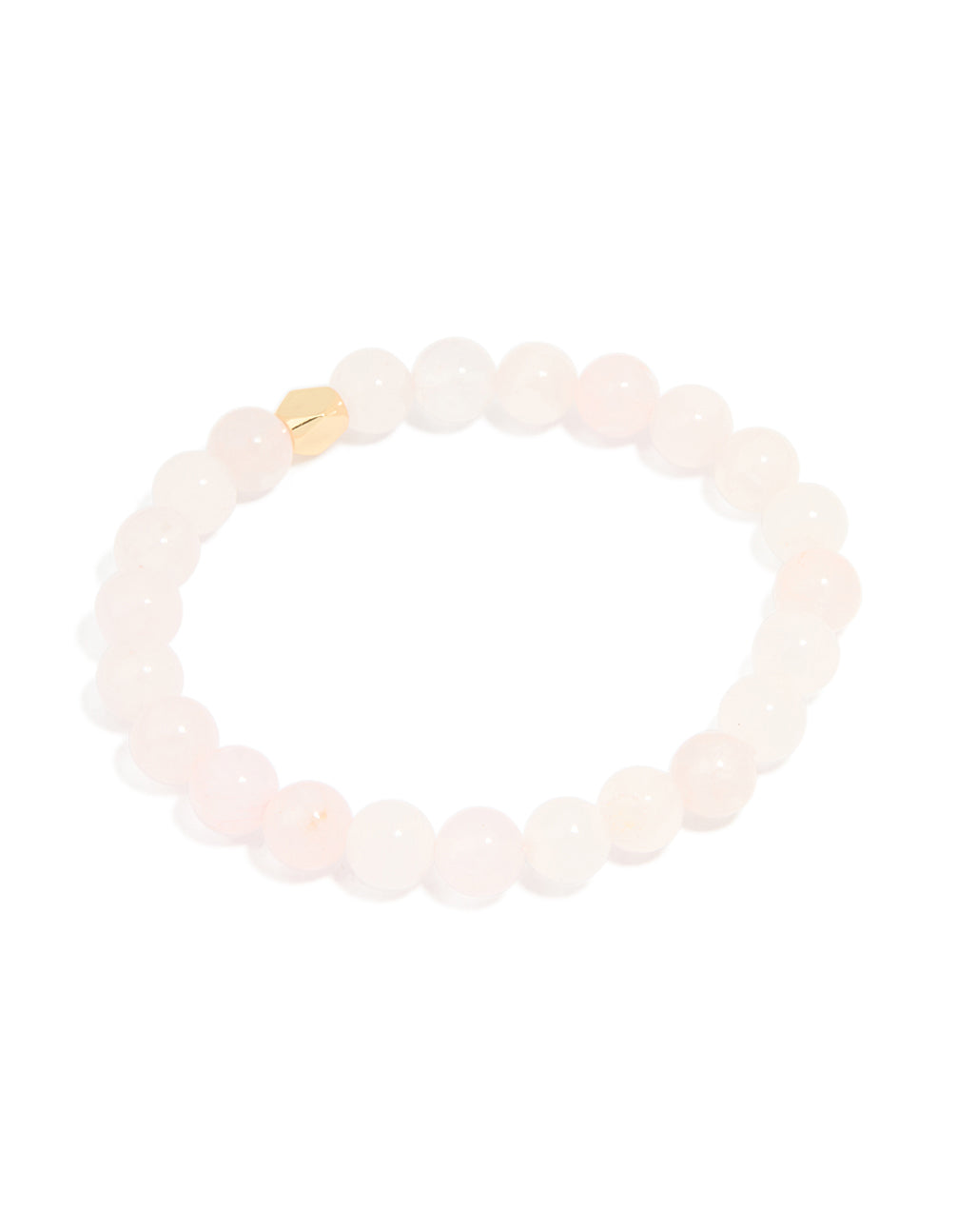 Gold Plated Round Rose Quartz Stretch Bracelet