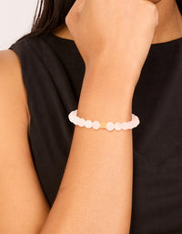Gold Plated Round Rose Quartz Stretch Bracelet - link has visual effect only