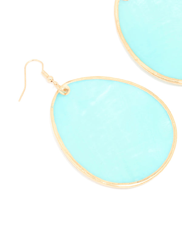 Gold Teardrop Shell Hook Earrings