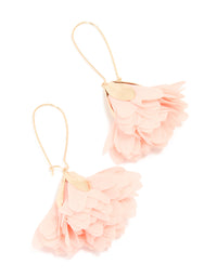Gold Pink Fabric Flower Drop Earrings - link has visual effect only