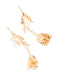 Gold Long Statement Flower Earrings - link has visual effect only