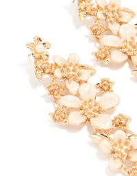 Gold Enamel Flower Drop Earrings - link has visual effect only