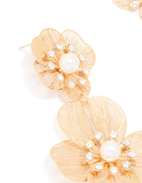 Gold Pearl Flower Drop Earrings - link has visual effect only