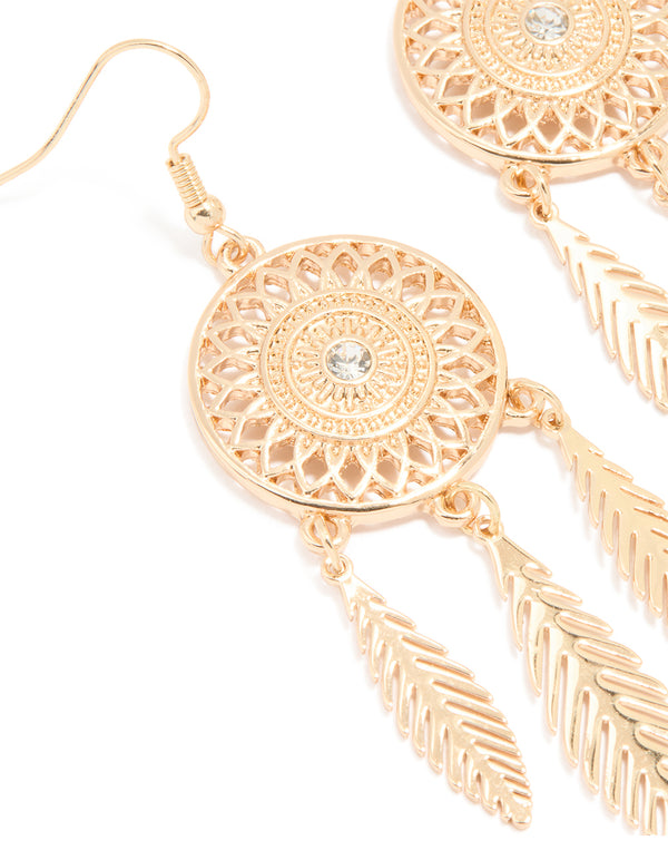 Gold Mini Dreamcatcher Earrings