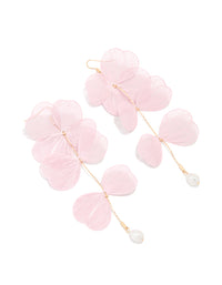 Pink Coated Metal Laser Cut Floral Drop Earrings - link has visual effect only