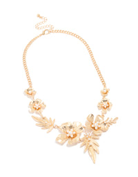 Gold Flower & Leaf Statement Necklace - link has visual effect only