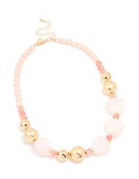 Gold Acrylic Multi Beaded Necklace - link has visual effect only