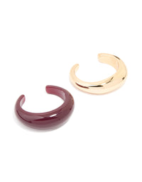 Gold & Dark Red Acrylic Bubble Wrist Cuffs 2-Pack - link has visual effect only