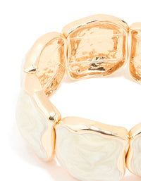 Gold White Marbled Organic Stretch Bracelet - link has visual effect only
