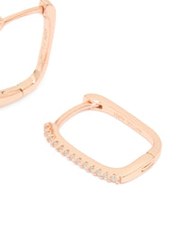 Rose Gold Plated Sterling Silver Cubic Zirconia Square Huggie Earrings - link has visual effect only