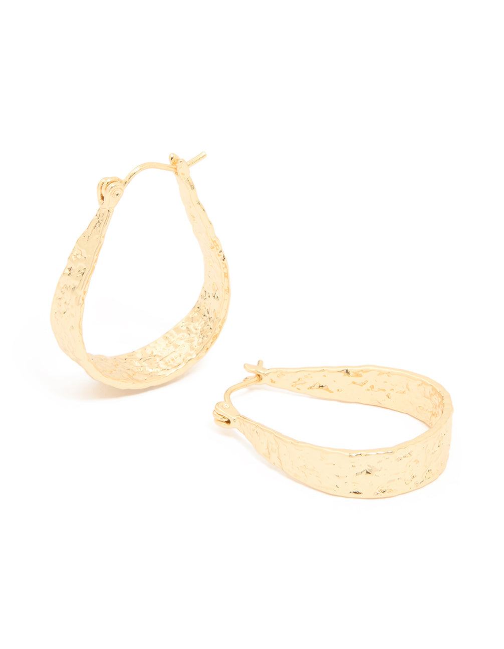 Gold Plated Molten Teardrop Hoop Earrings