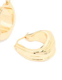 Gold Plated Molten Medium Hoop Earrings - link has visual effect only