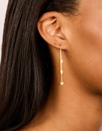 Gold Plated Triple Star Thread Through Earrings - link has visual effect only