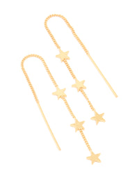 Gold Plated Triple Star Thread Through Earrings - link has visual effect only