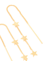 Gold Plated Triple Star Thread Through Earrings - link has visual effect only