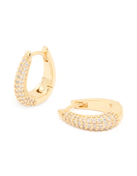 Gold Plated Cubic Zirconia Pavé Oval Hoop Earrings - link has visual effect only
