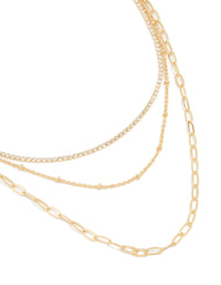 Gold Plated Diamante Cup Chain & Mixed Chain Layered Necklace - link has visual effect only