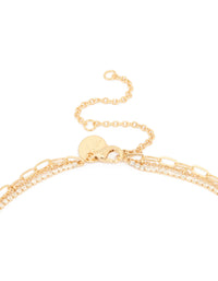 Gold Plated Diamante Cup Chain & Mixed Chain Layered Necklace - link has visual effect only