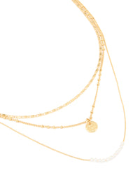 Gold Plated Fine Beaded & Disc Layered Necklace - link has visual effect only