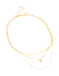 Gold Plated Fine Beaded & Disc Layered Necklace - link has visual effect only