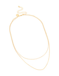 Gold Plated Cubic Zirconia Dainty Baguette Layered Necklace - link has visual effect only