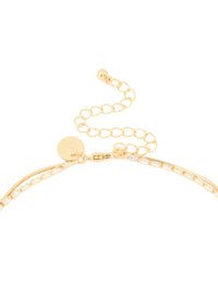 Gold Plated Cubic Zirconia Dainty Baguette Layered Necklace - link has visual effect only